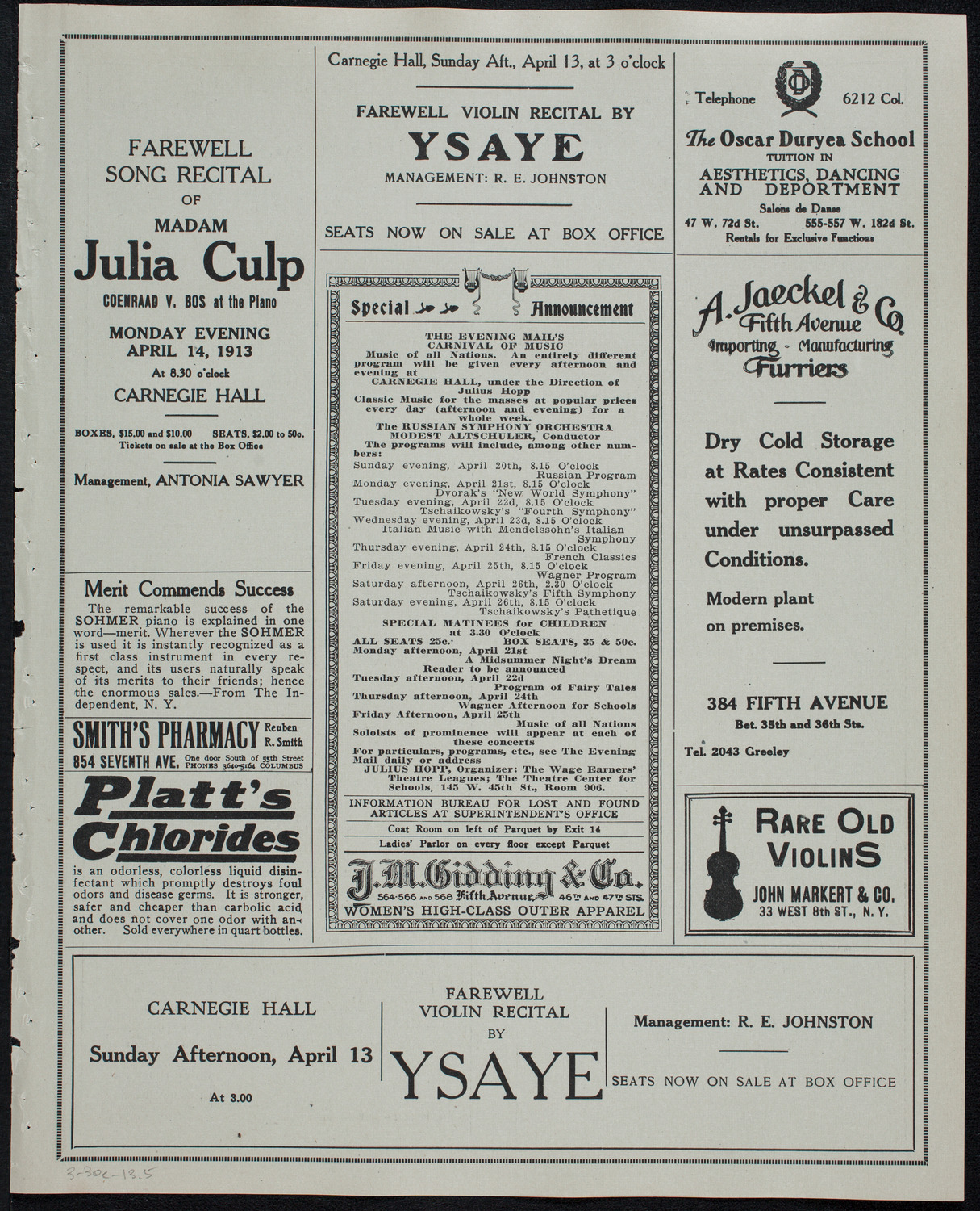 Russian Symphony Society of New York, March 30, 1913, program page 9