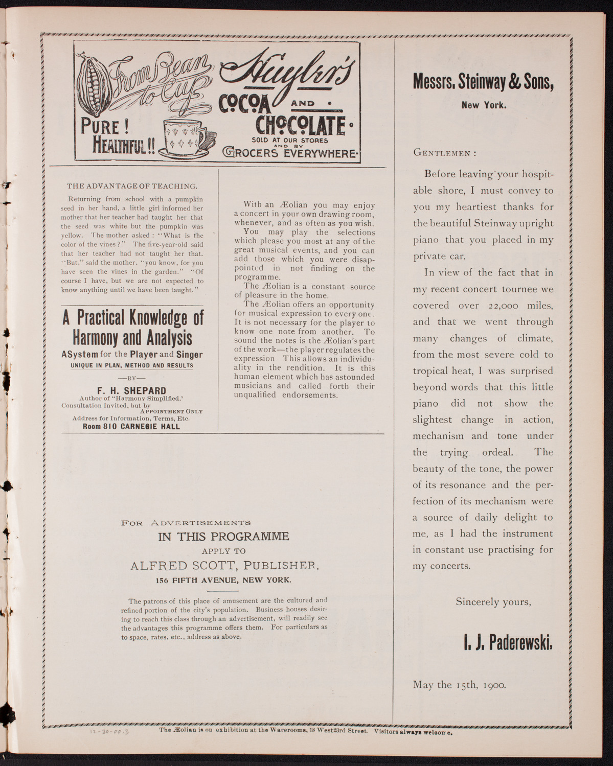 Meeting: YMCA - Mass Meeting for Men, December 30, 1900, program page 5