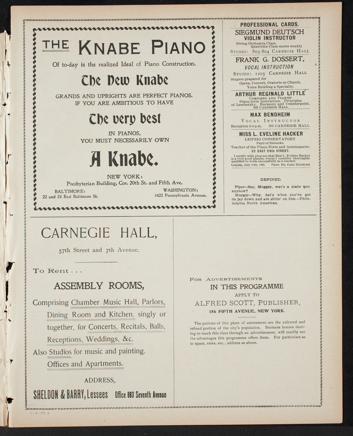 Elmendorf Lecture: The Entire War with Spain in Cuba, April 5, 1899, program page 7