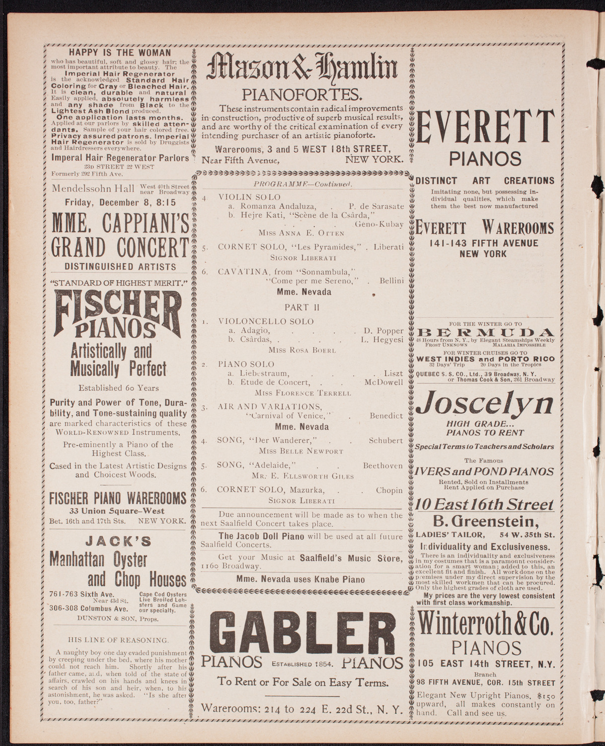 Saalfield Concert, December 2, 1899, program page 6