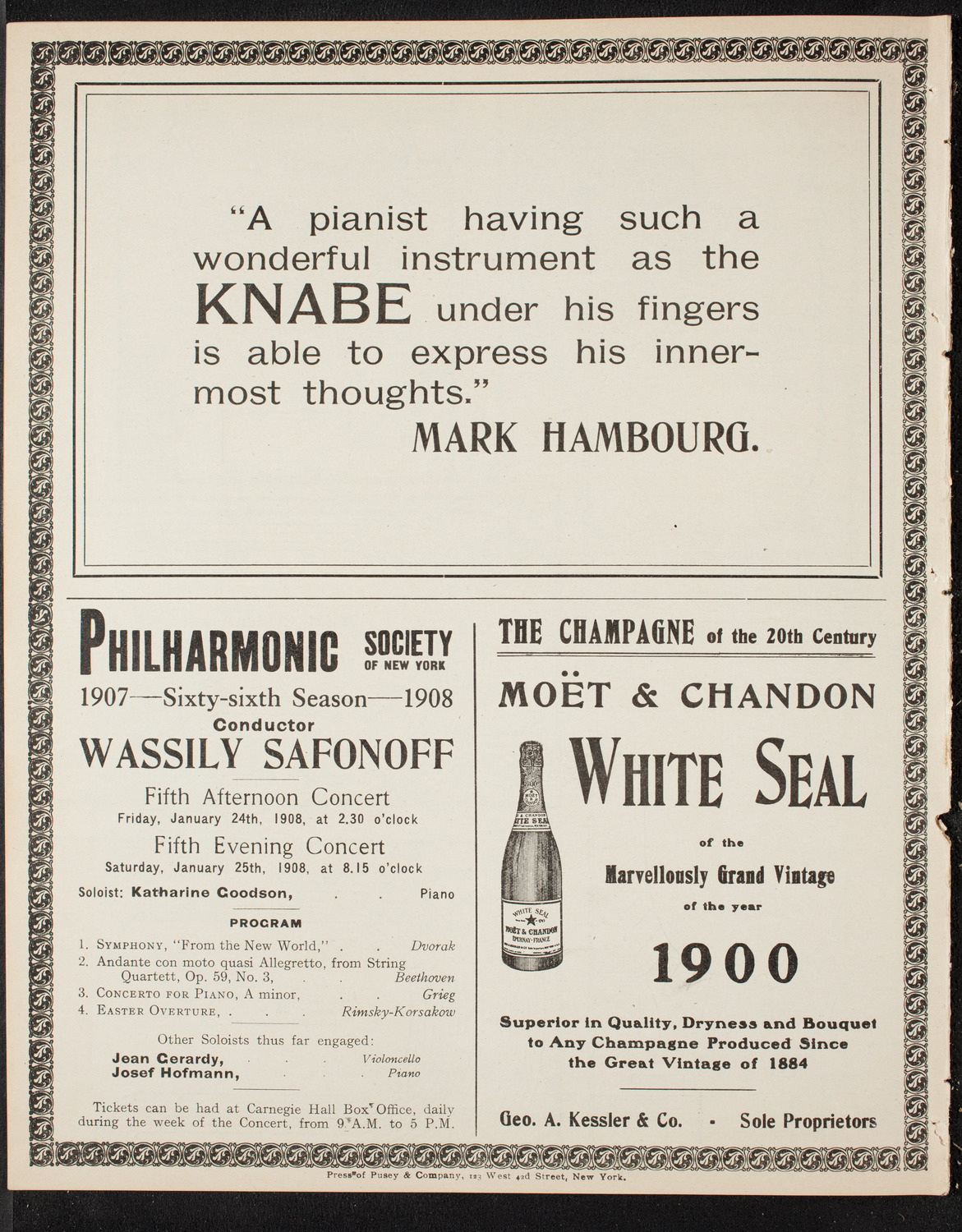 Russian Symphony Society of New York, January 16, 1908, program page 12