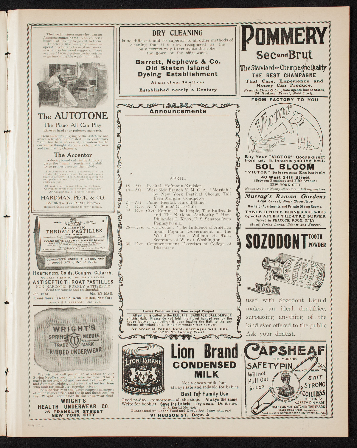 Oratorio Society of New York, April 16, 1908, program page 3