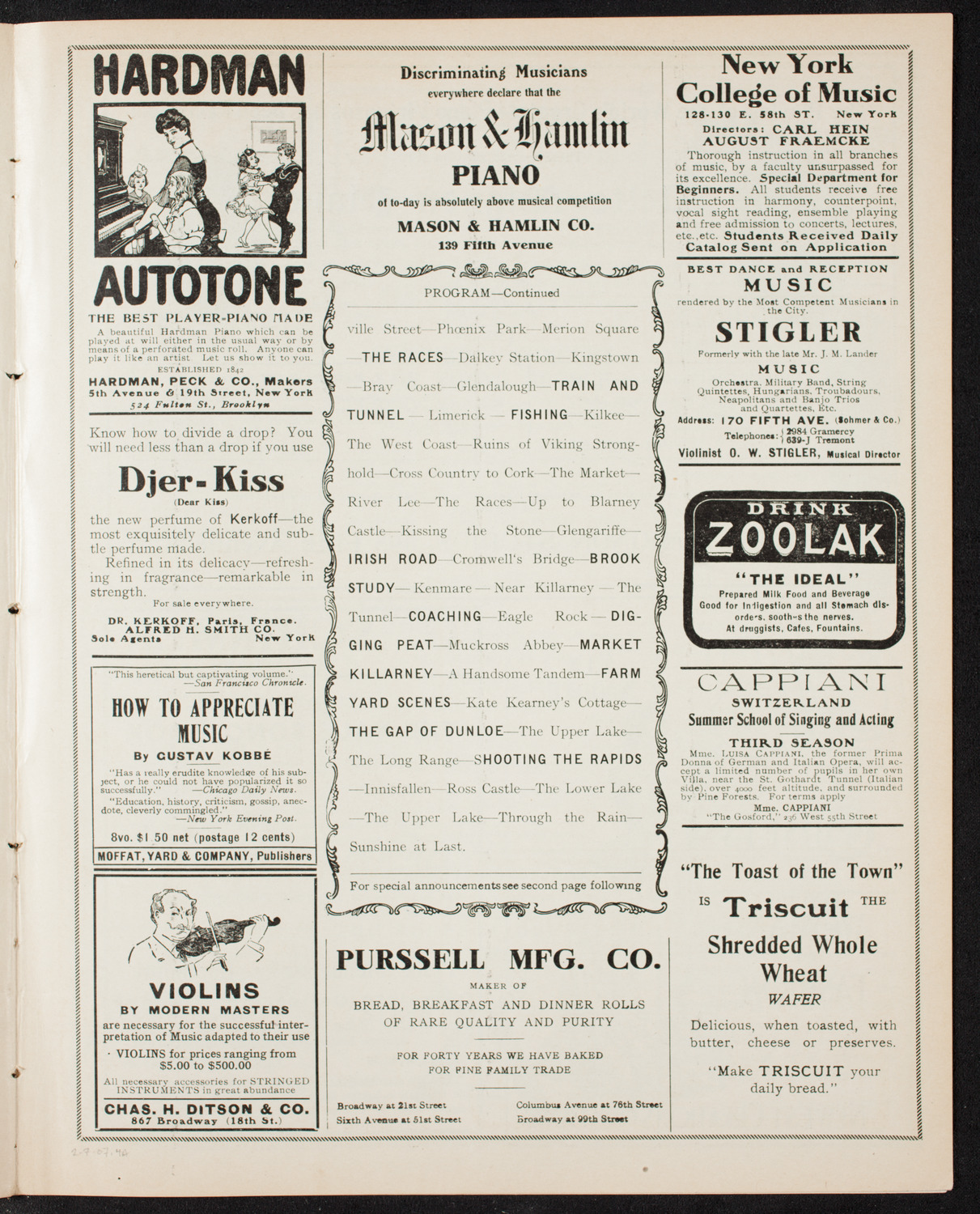Elmendorf Lecture: Ireland, February 7, 1907, program page 7