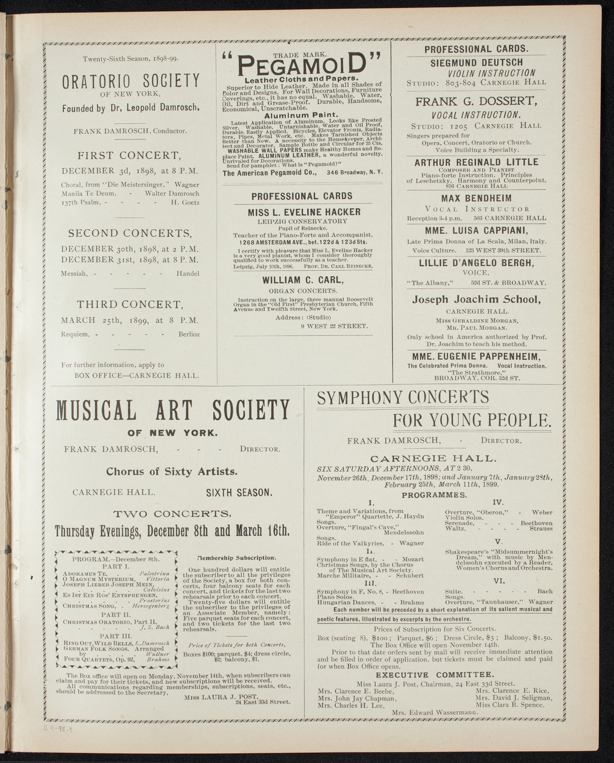 New York Philharmonic, November 4, 1898, program page 7