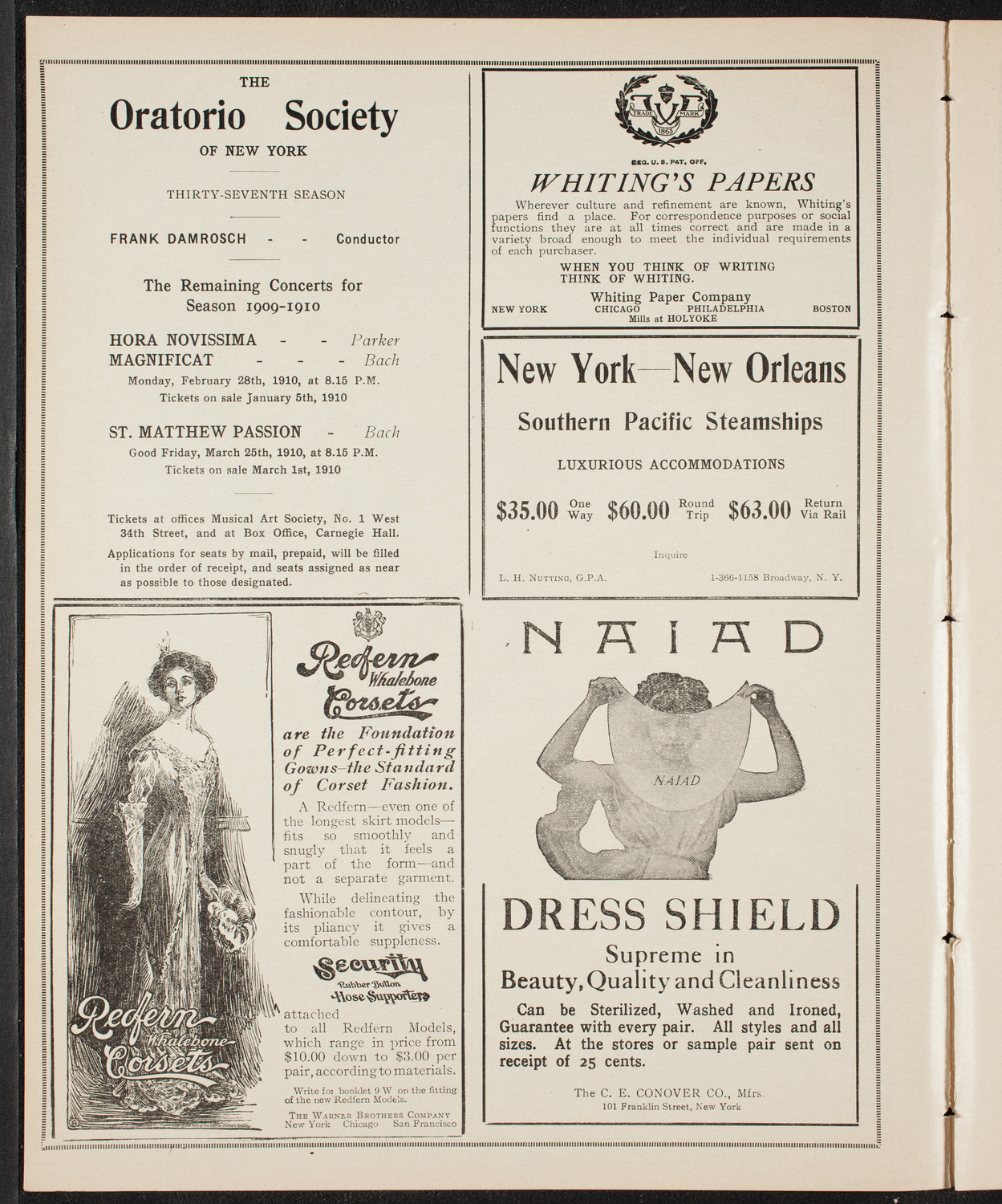 Oratorio Society of New York, December 28, 1909, program page 2