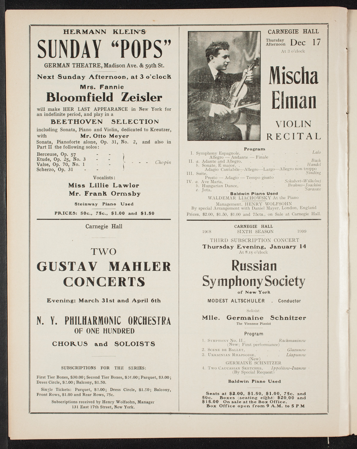 The Civic Forum, December 16, 1908, program page 10