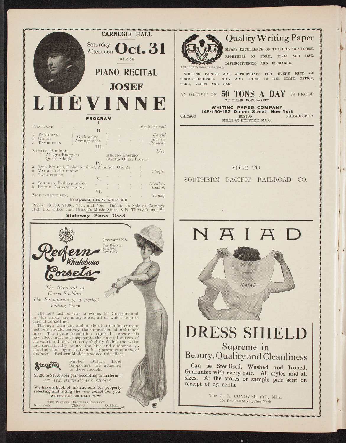 Adela Verne, Piano, October 17, 1908, program page 2