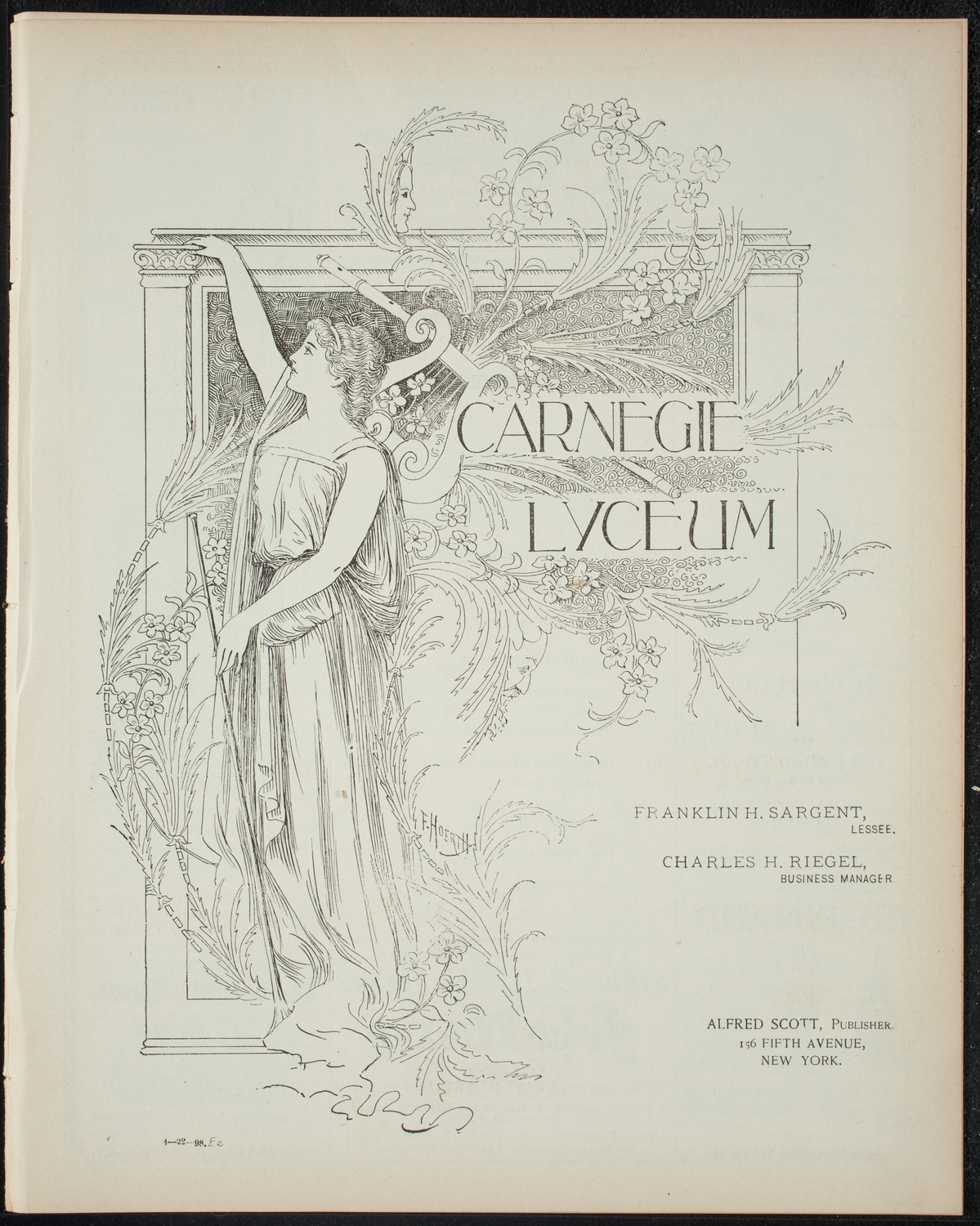 The Merrymakers, April 22, 1898, program page 1