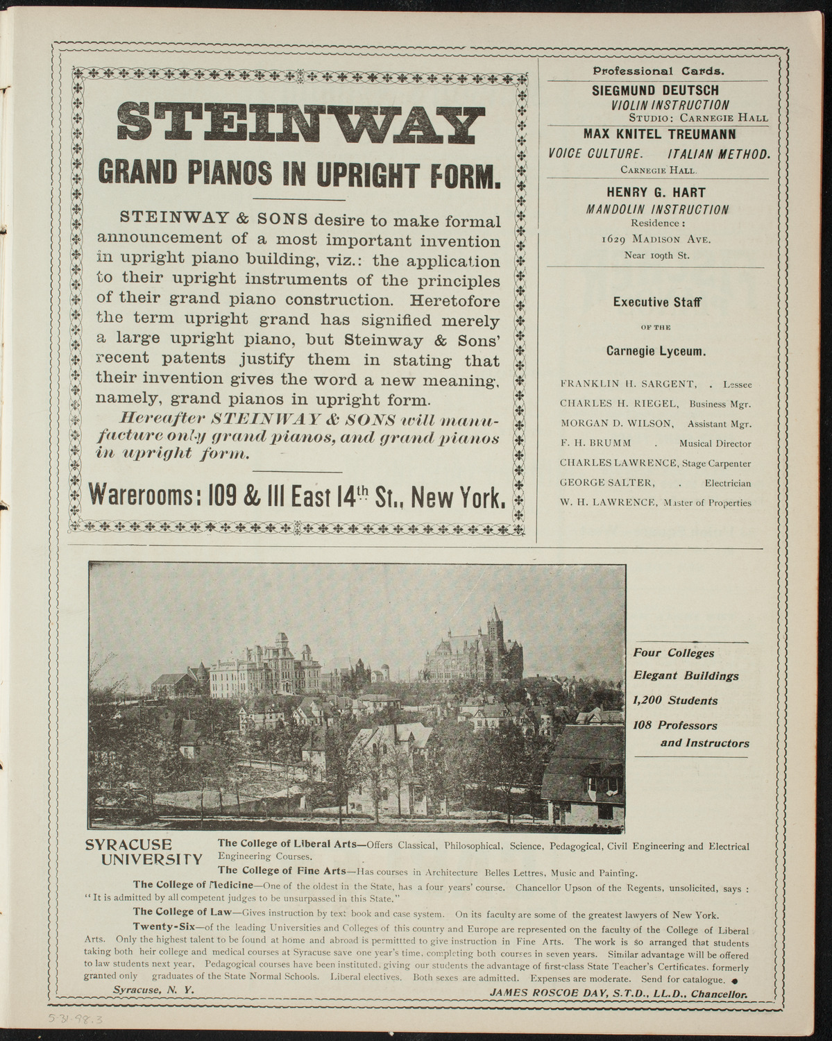 New York Banks' Glee Club and Others, May 31, 1898, program page 5