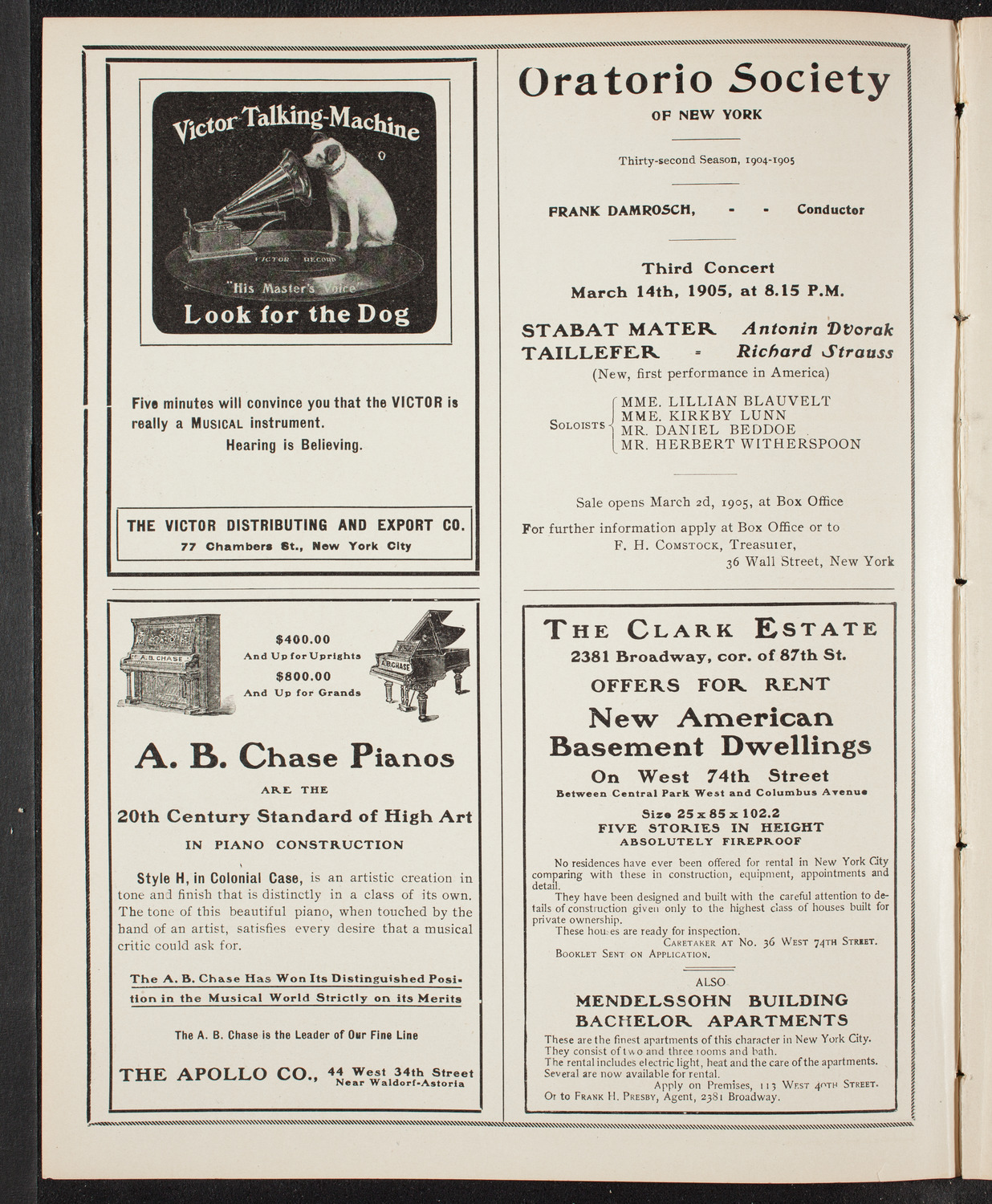 New York Philharmonic, March 3, 1905, program page 2