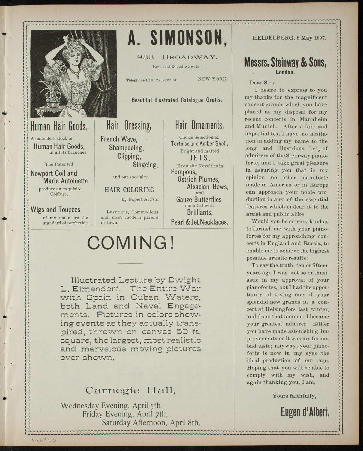 Powers-Arnold Wednesday Morning Musicale, March 22, 1899, program page 5