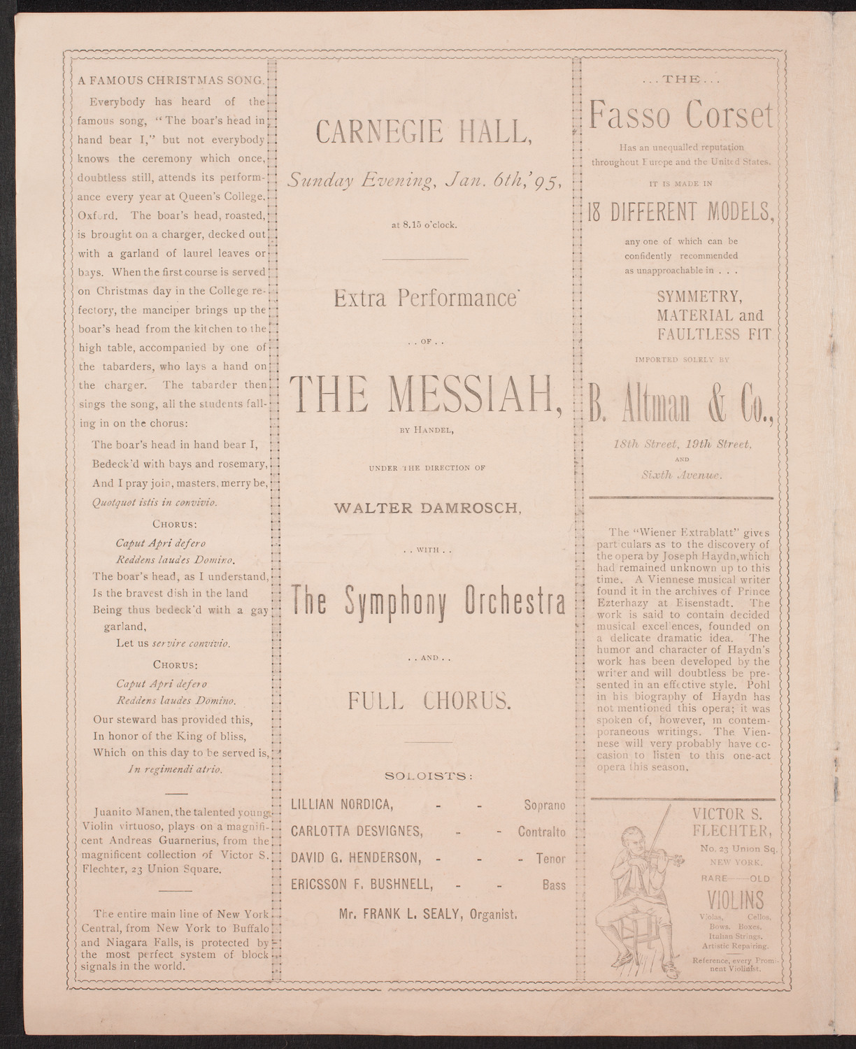 Oratorio Society of New York, January 6, 1895, program page 4