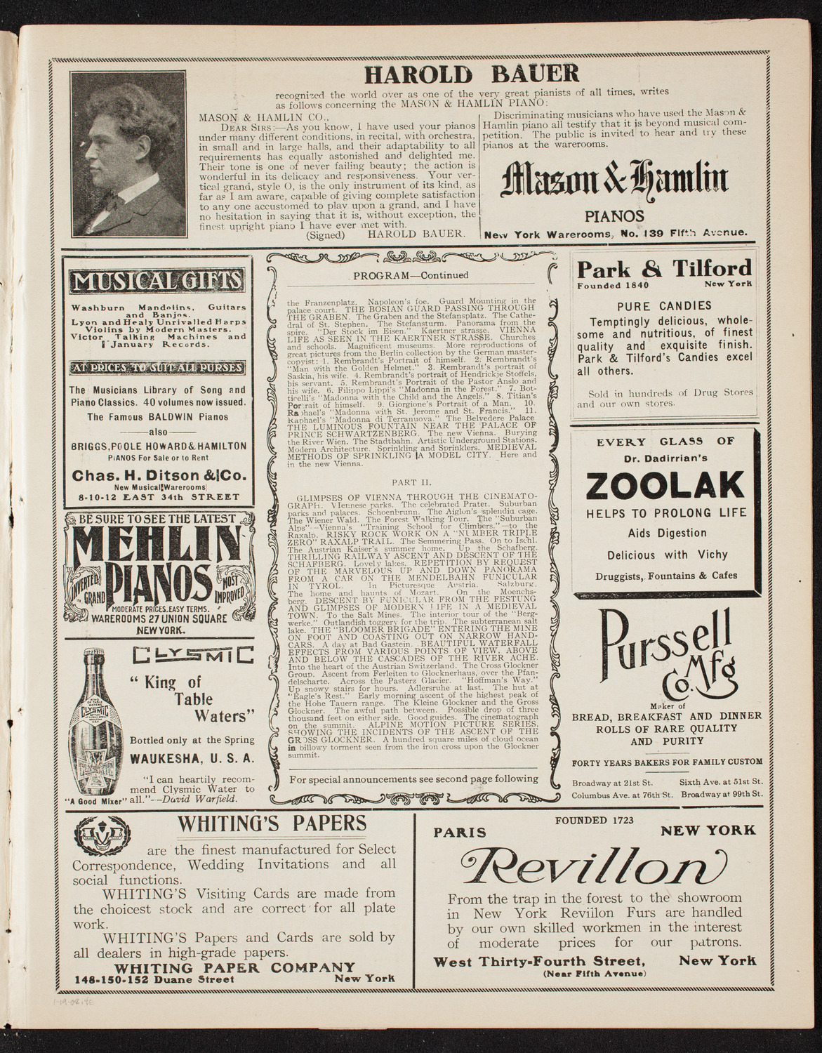 Burton Holmes Travelogue: Vienna, January 19, 1908, program page 7