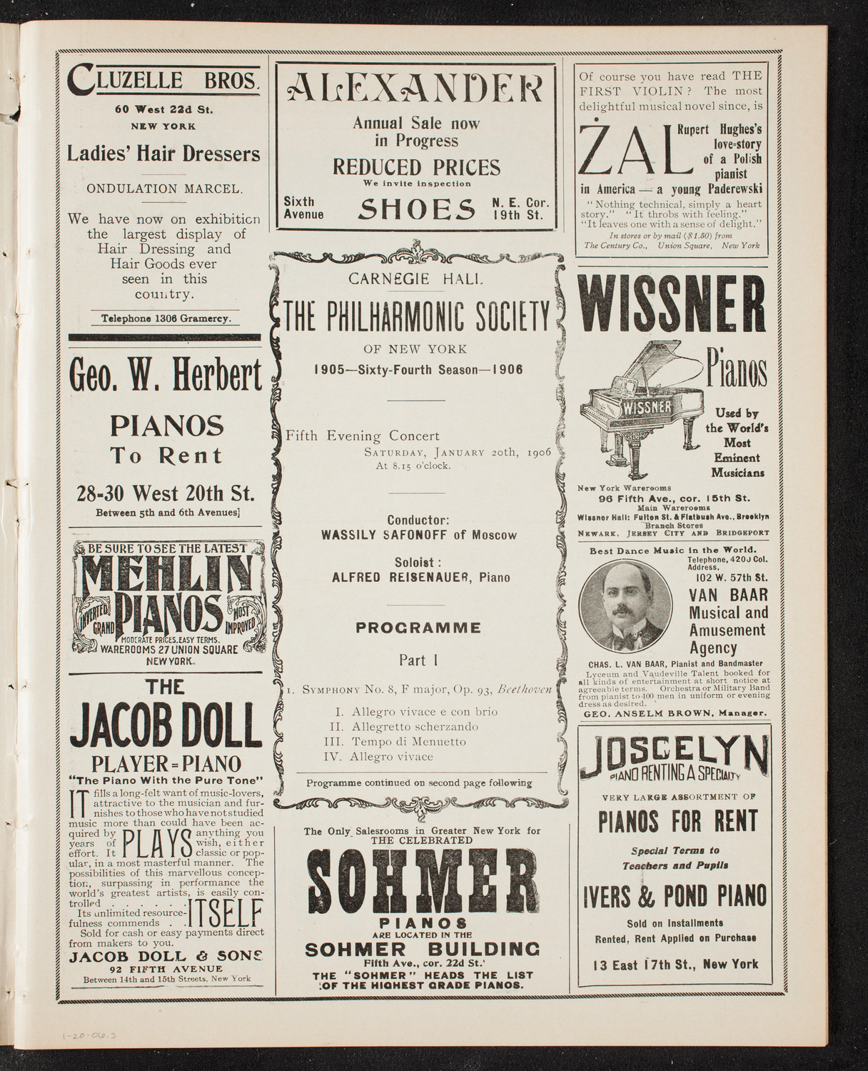 New York Philharmonic, January 20, 1906, program page 5