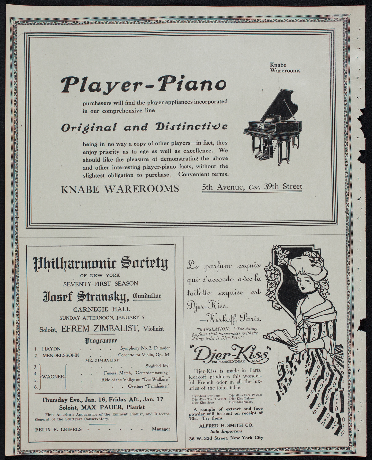 New York Philharmonic, January 3, 1913, program page 12