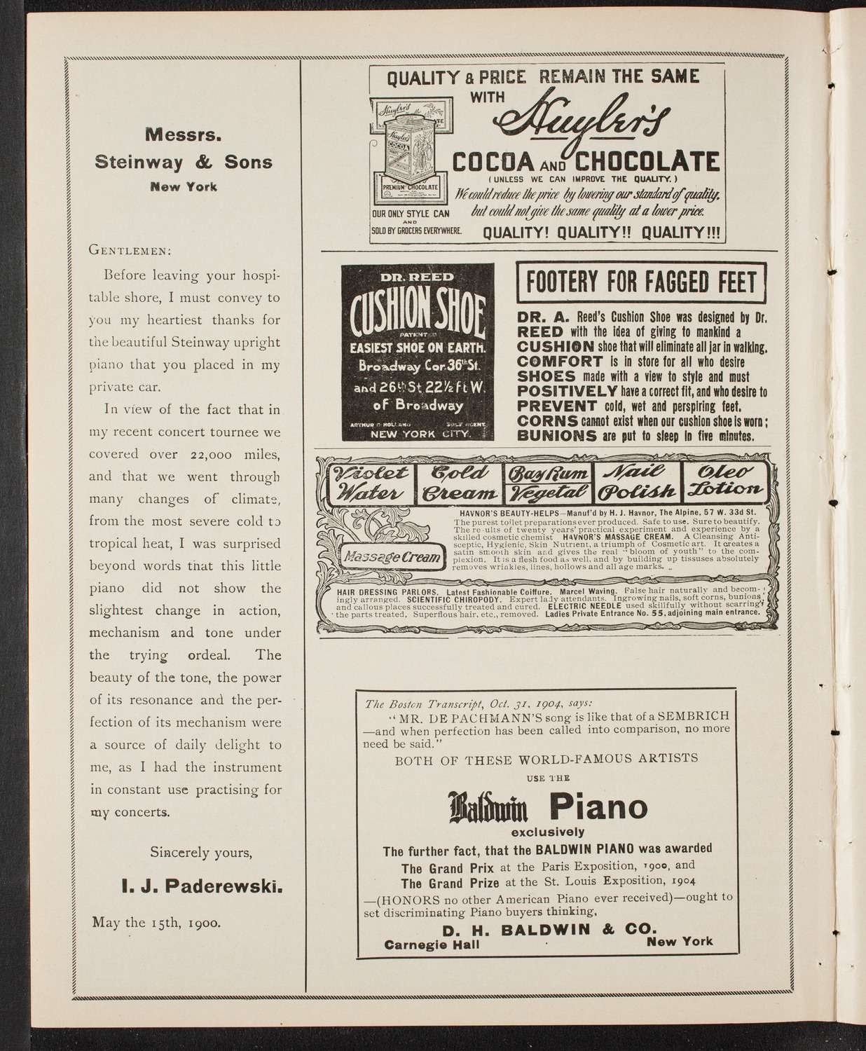 People's Choral Union, March 20, 1905, program page 4