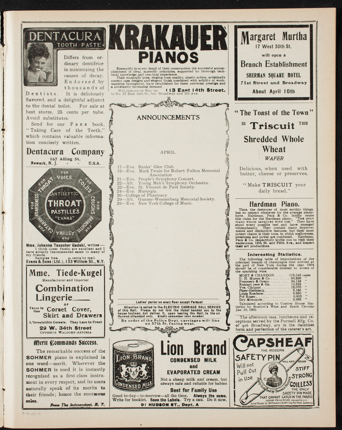 People's Choral Union of New York, April 16, 1906, program page 3