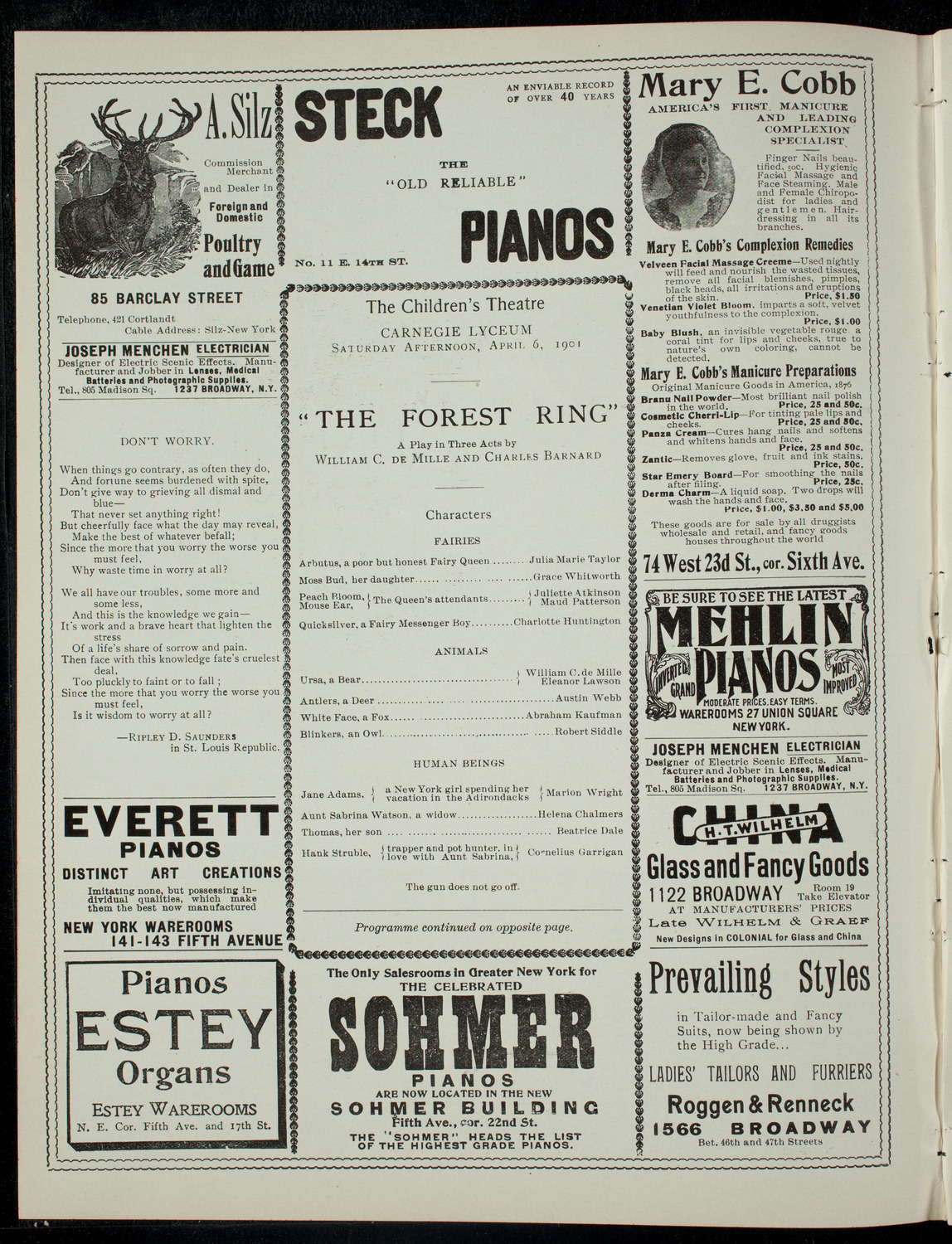 The Children's Theatre, April 6, 1901, program page 2