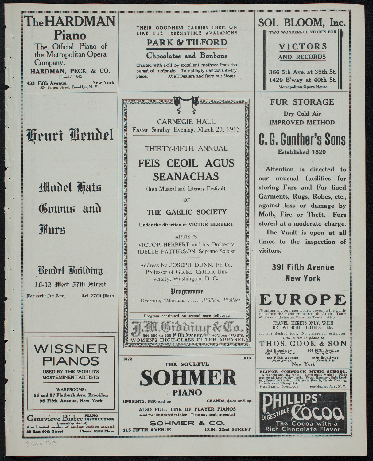 Gaelic Society: Feis Ceoil Agus Seanachas, March 23, 1913, program page 5