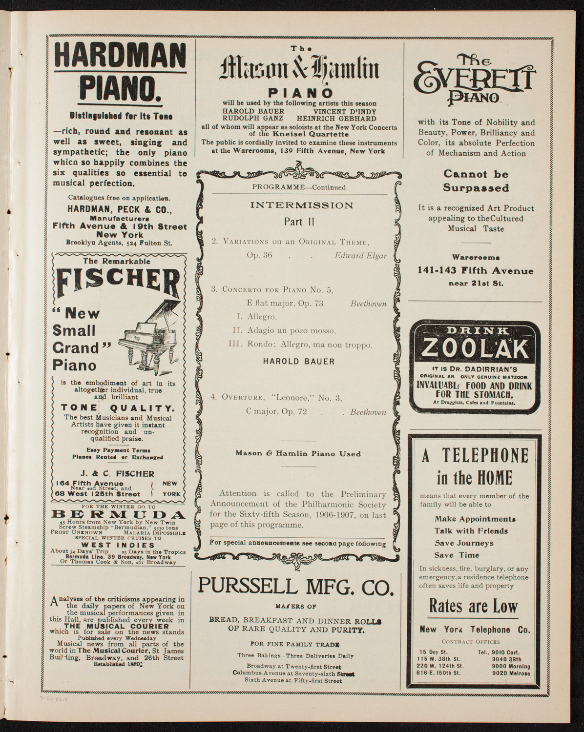 New York Philharmonic, March 24, 1906, program page 7