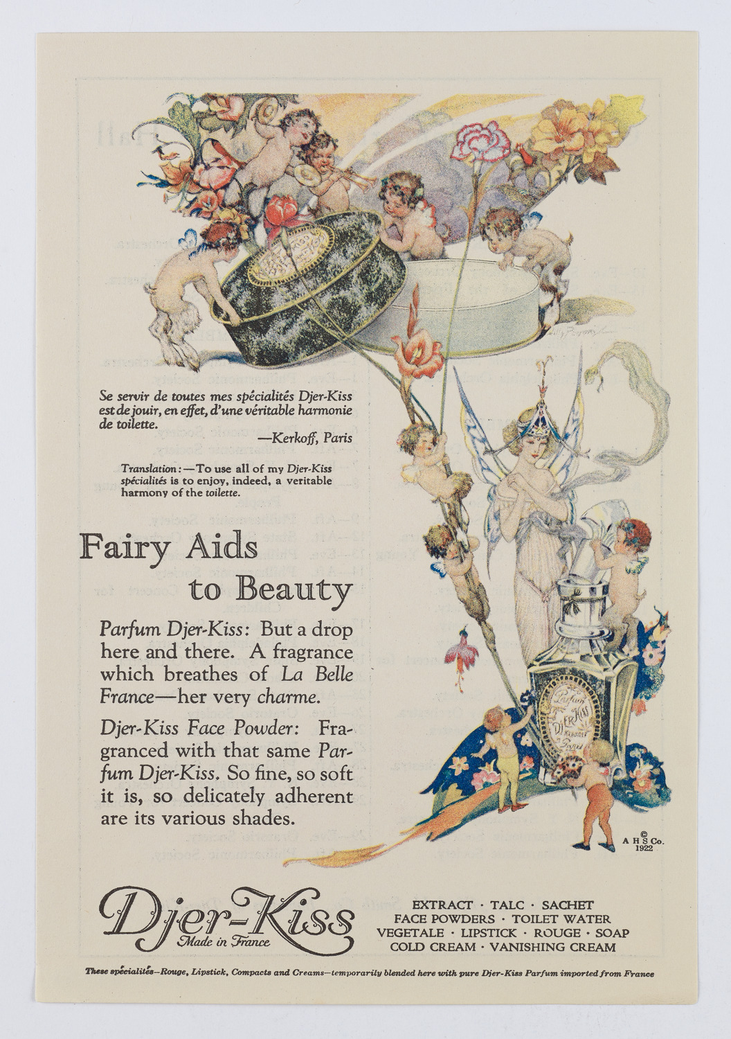 Djer-Kiss Cosmetics Orchestral Concert Schedules, 1923