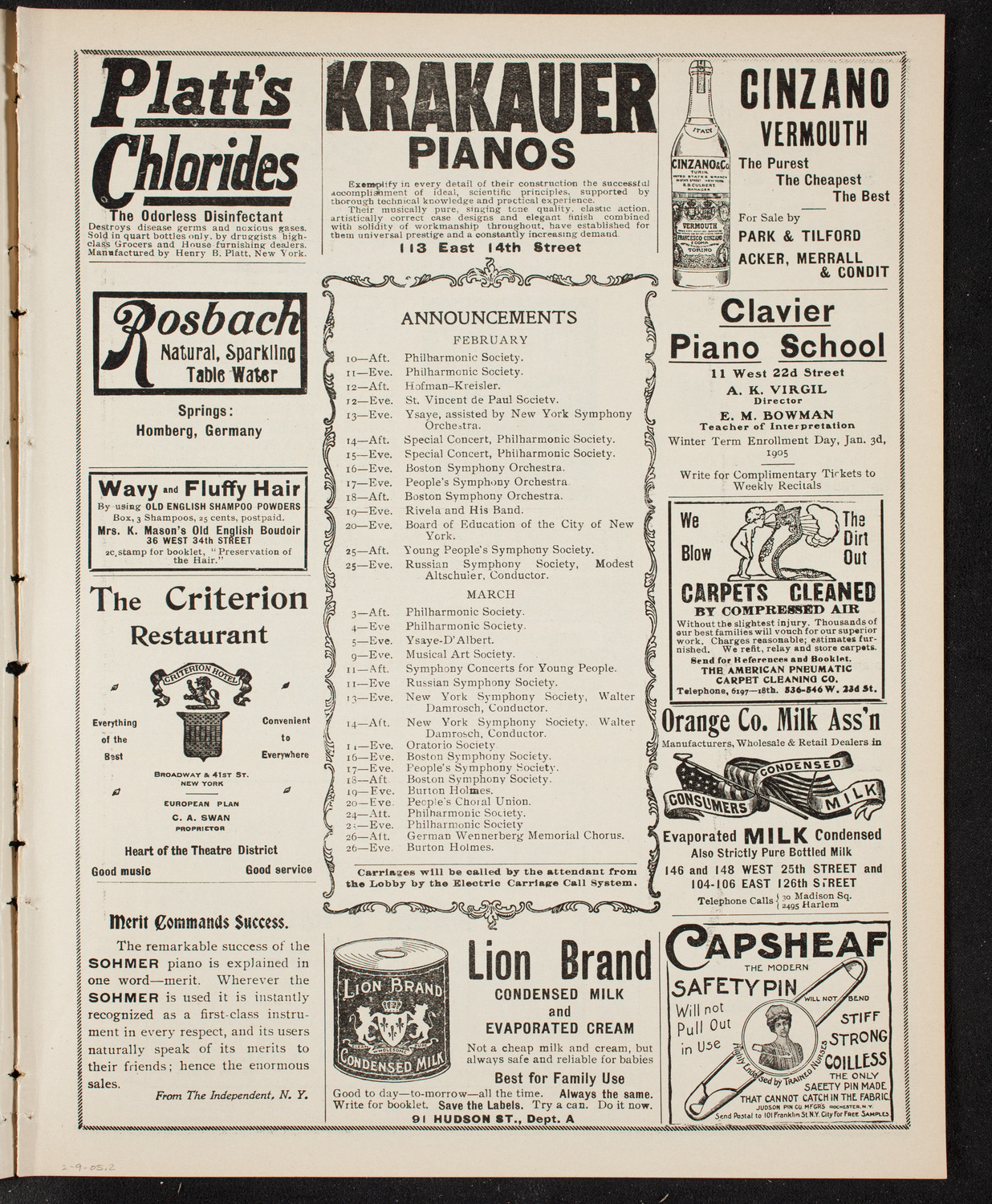 New York Banks' Glee Club, February 9, 1905, program page 3