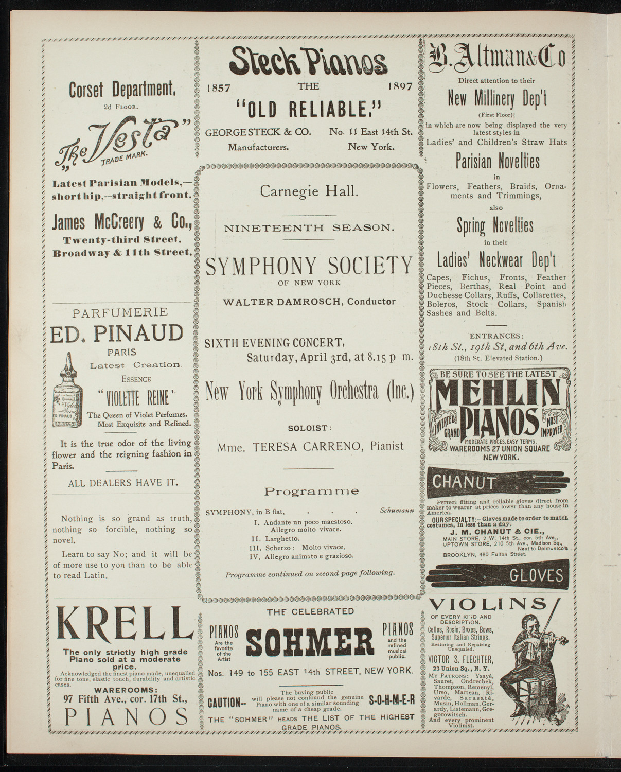New York Symphony Orchestra, April 3, 1897, program page 4