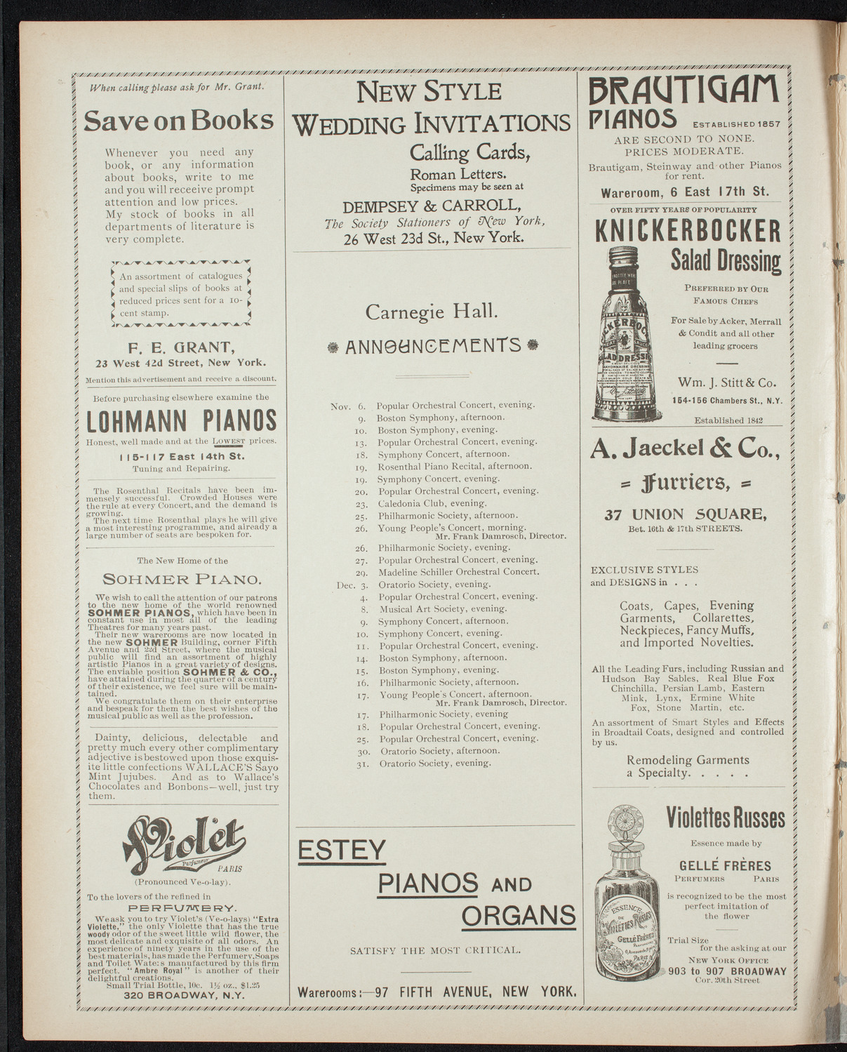 New York Philharmonic, November 5, 1898, program page 2