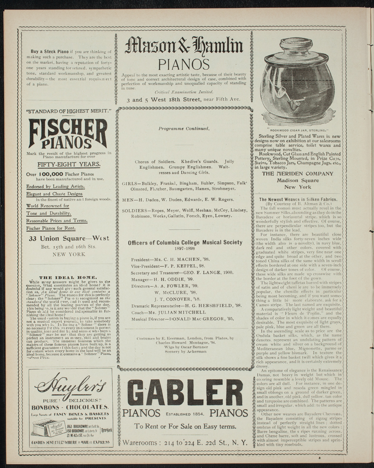 Columbia College Musical Society, February 25, 1898, program page 6