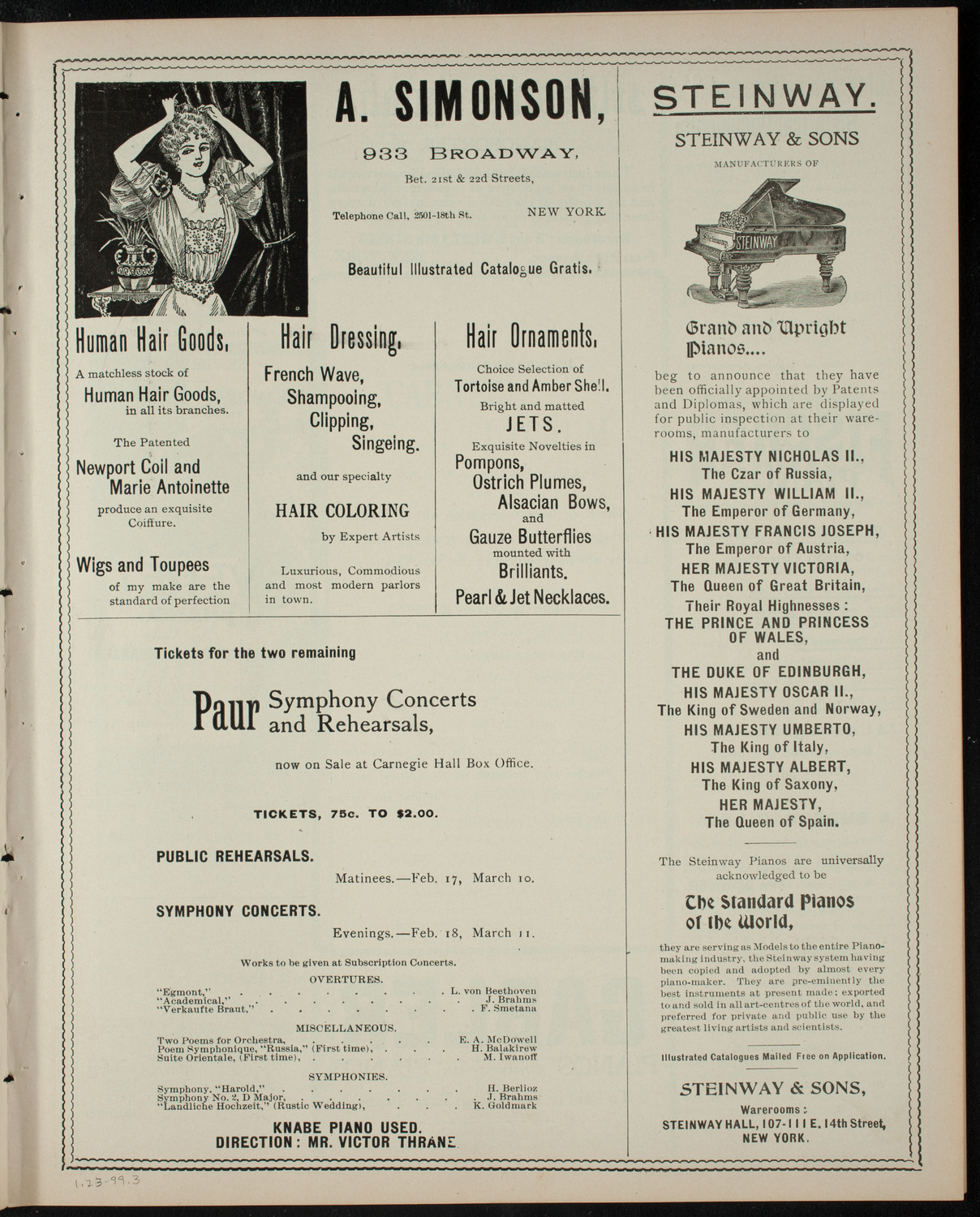 Reading: Ida Benfey, January 23, 1899, program page 5