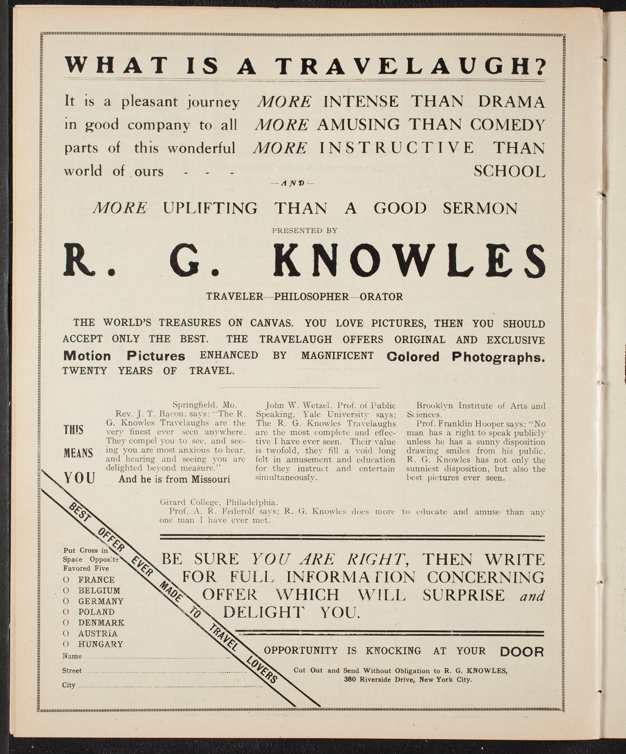 Burton Holmes Travelogue: Paris, February 7, 1910, program page 10