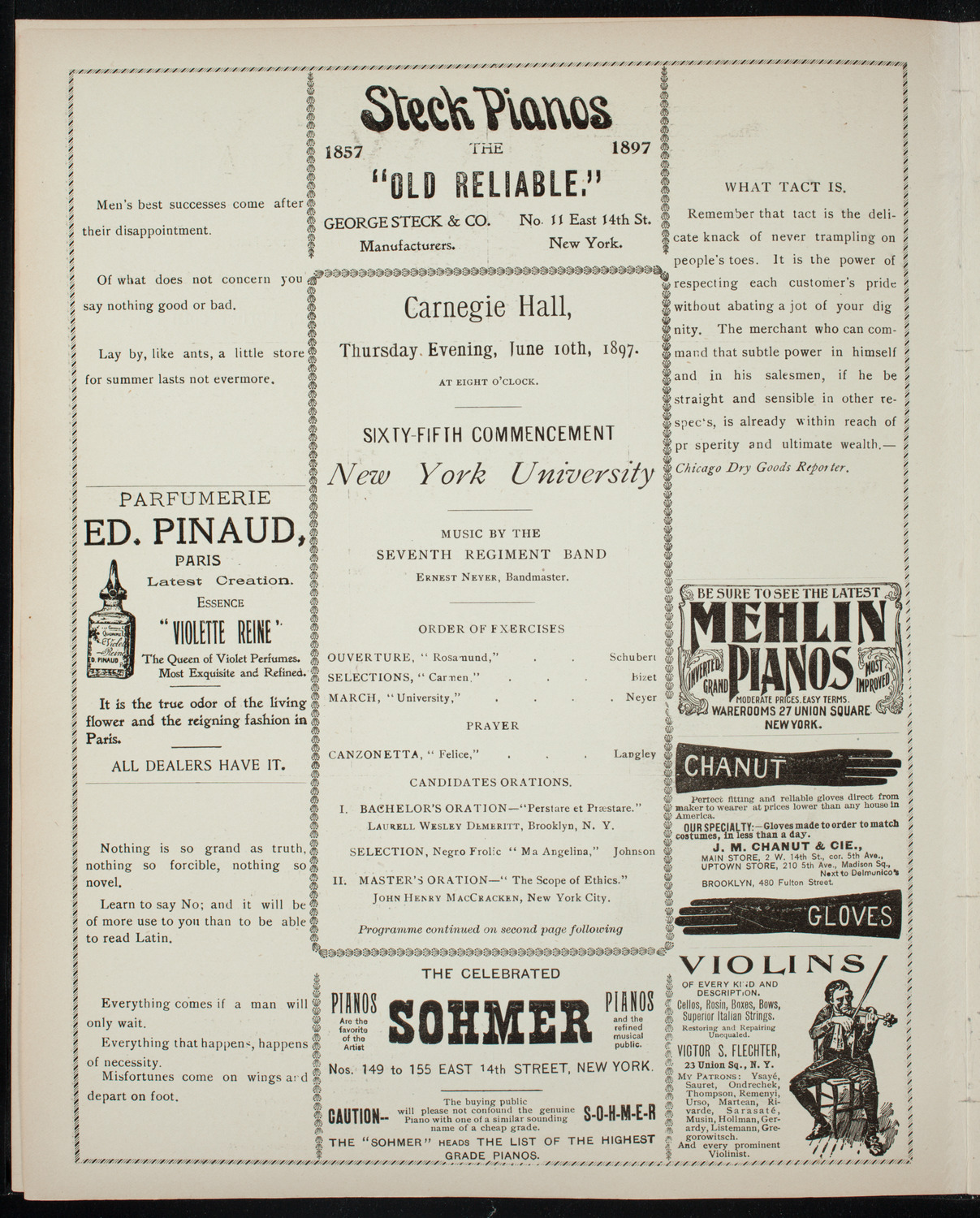 Graduation: New York University, June 10, 1897, program page 4