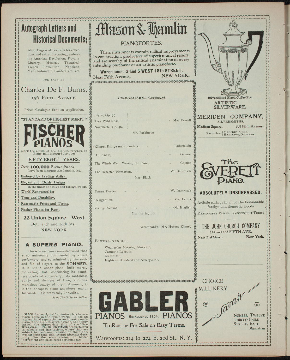 Powers-Arnold Wednesday Morning Musicale, March 1, 1899, program page 6