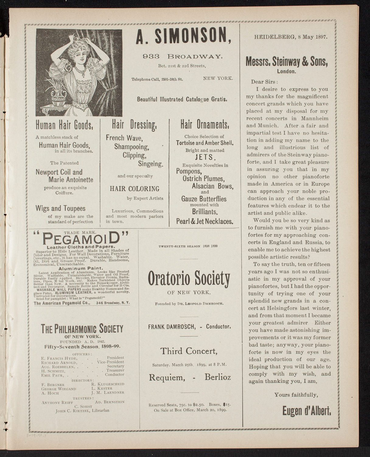 German Liederkranz, March 19, 1899, program page 5