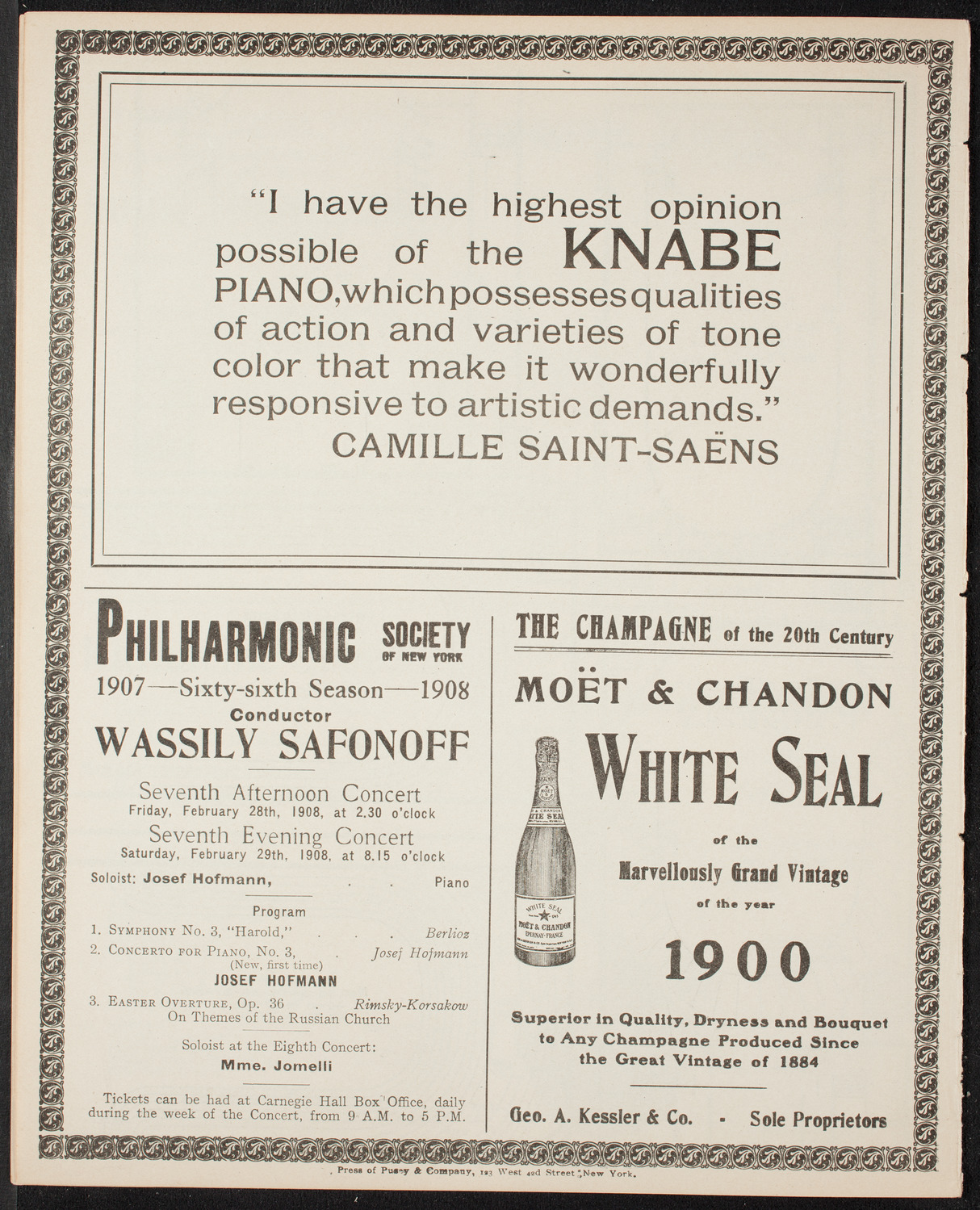 Russian Symphony Society of New York, February 13, 1908, program page 12
