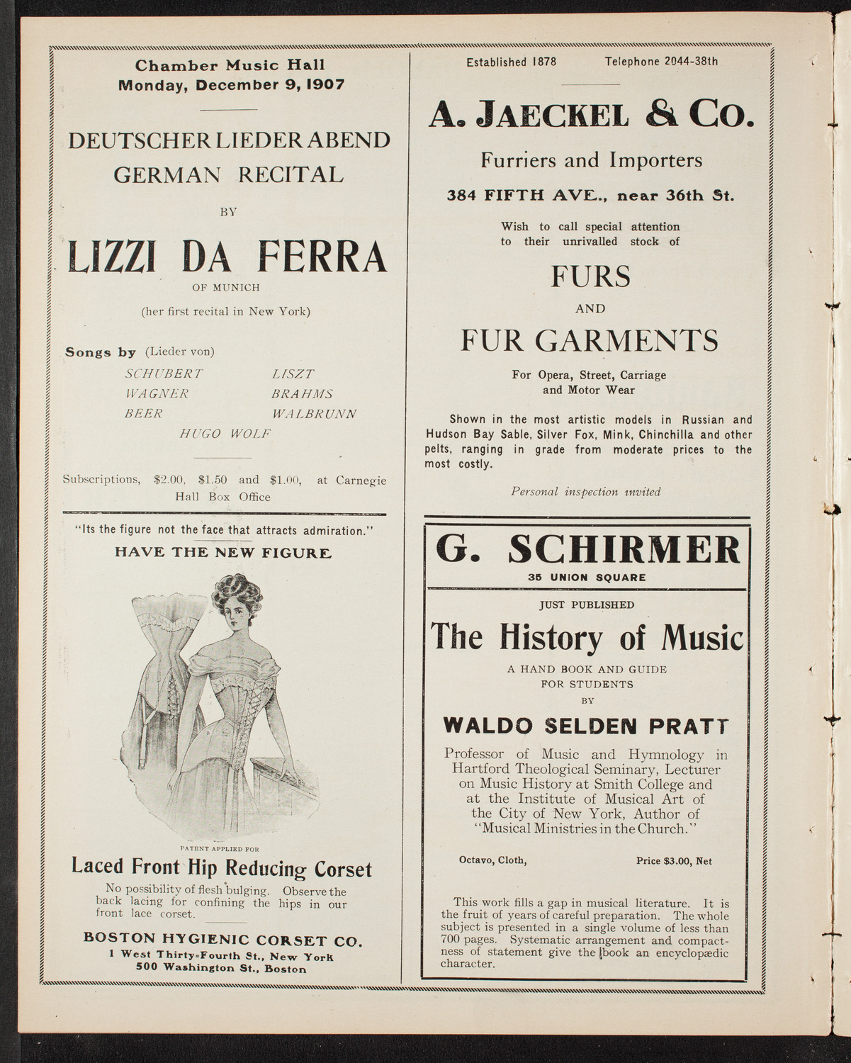 Vladimir de Pachmann, Piano, November 26, 1907, program page 8