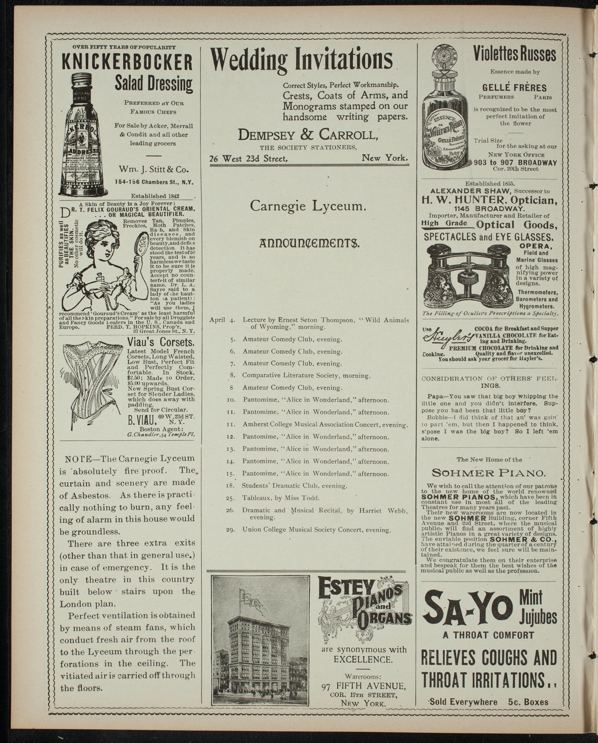 Garrick Dramatic Club, April 1, 1899, program page 2