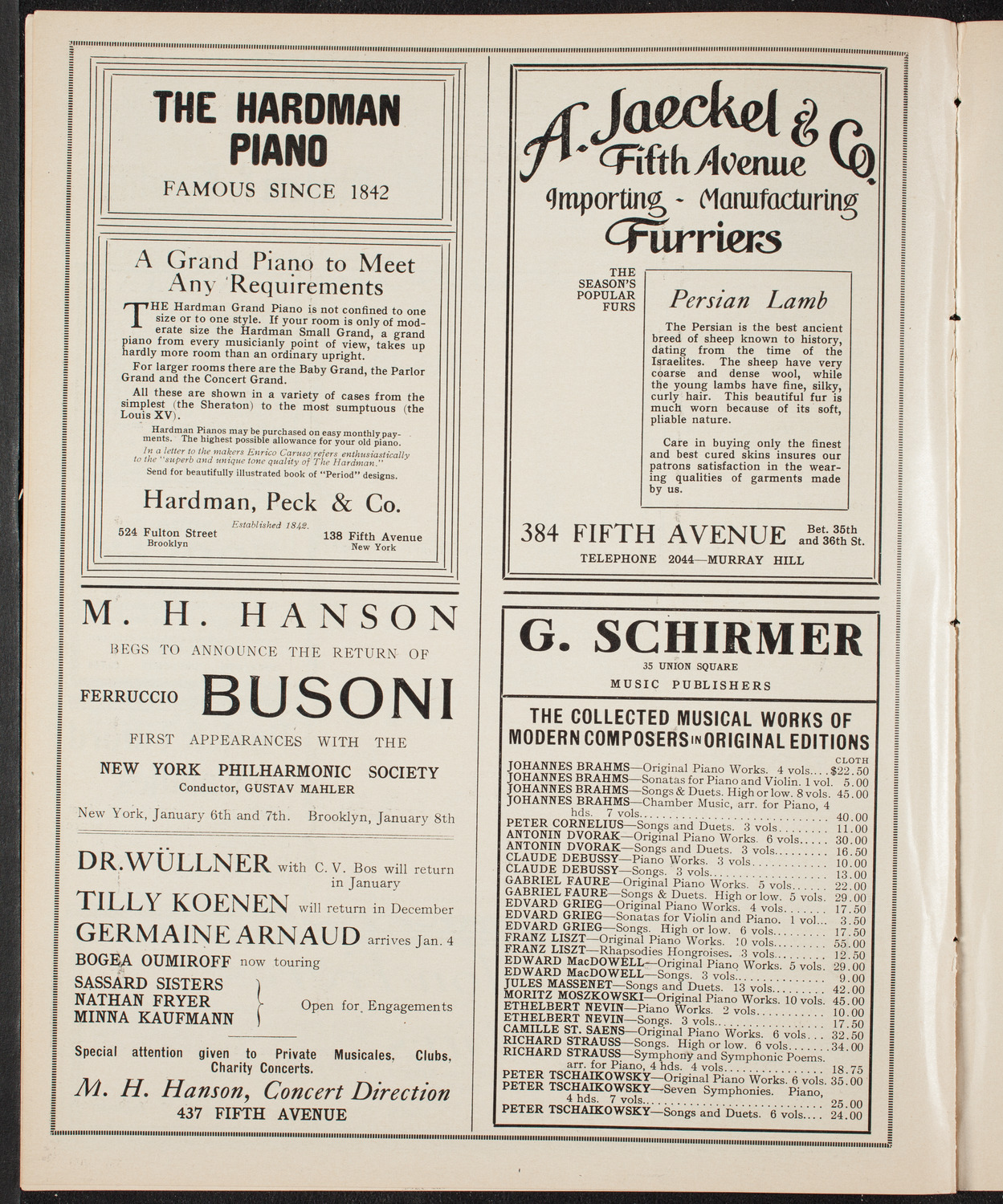 New York Philharmonic, December 17, 1909, program page 8