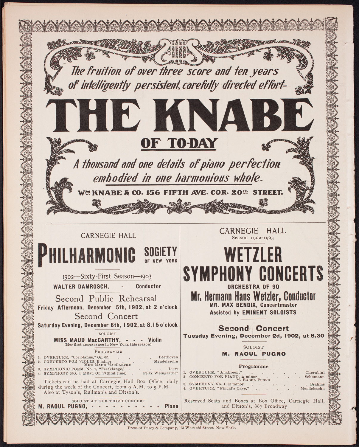 Philadelphia Orchestra, November 26, 1902, program page 12