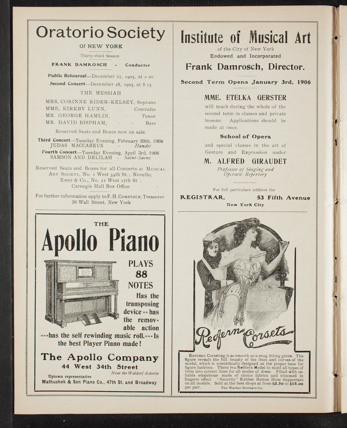 People's Symphony Concert, December 23, 1905, program page 2