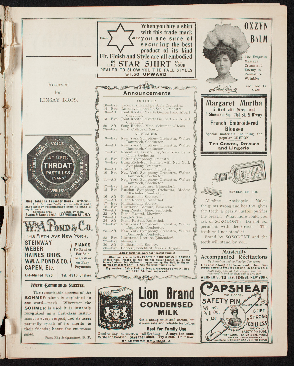Ruggero Leoncavallo and La Scala Orchestra, October 8, 1906, program page 3