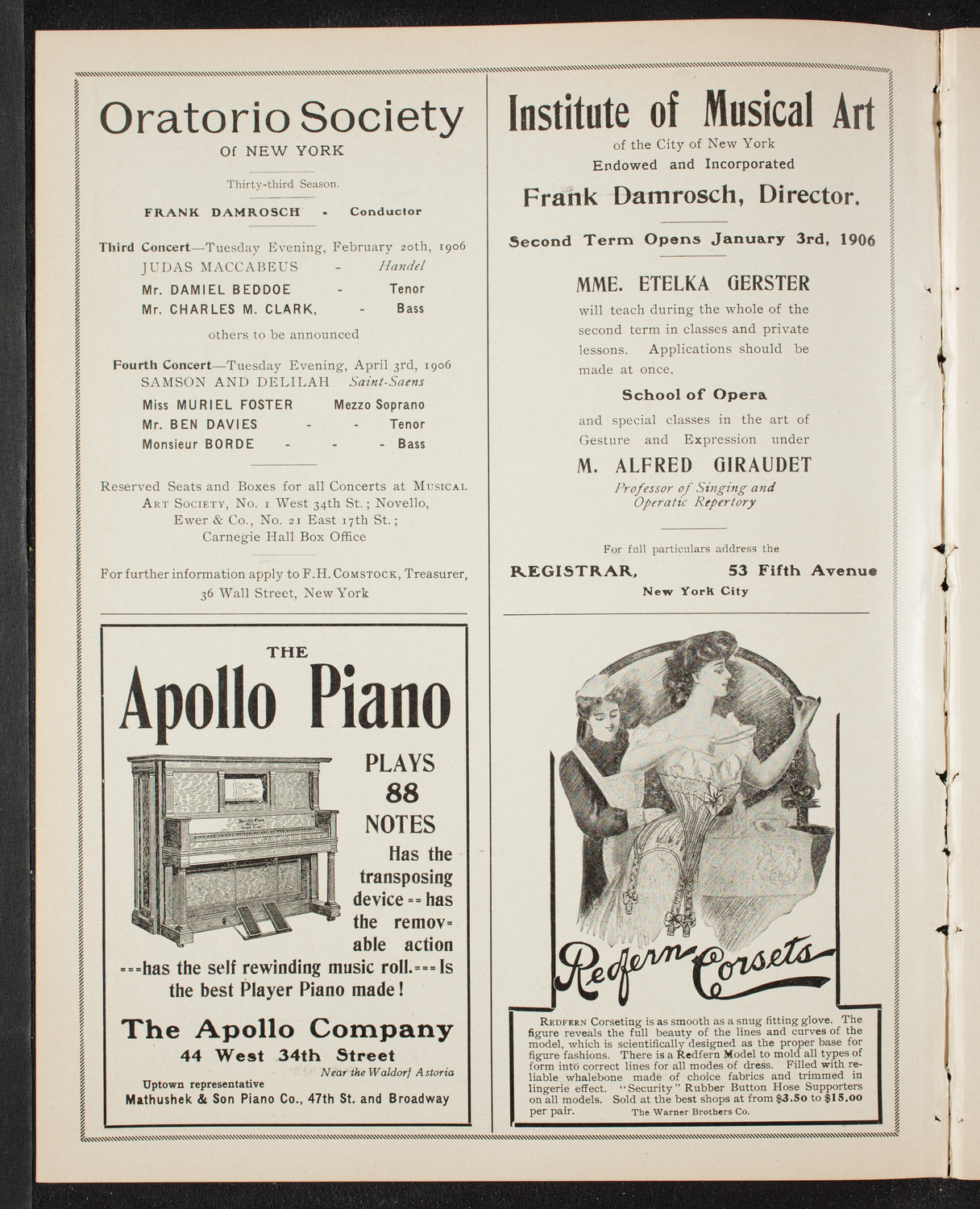 New York Philharmonic, January 19, 1906, program page 2
