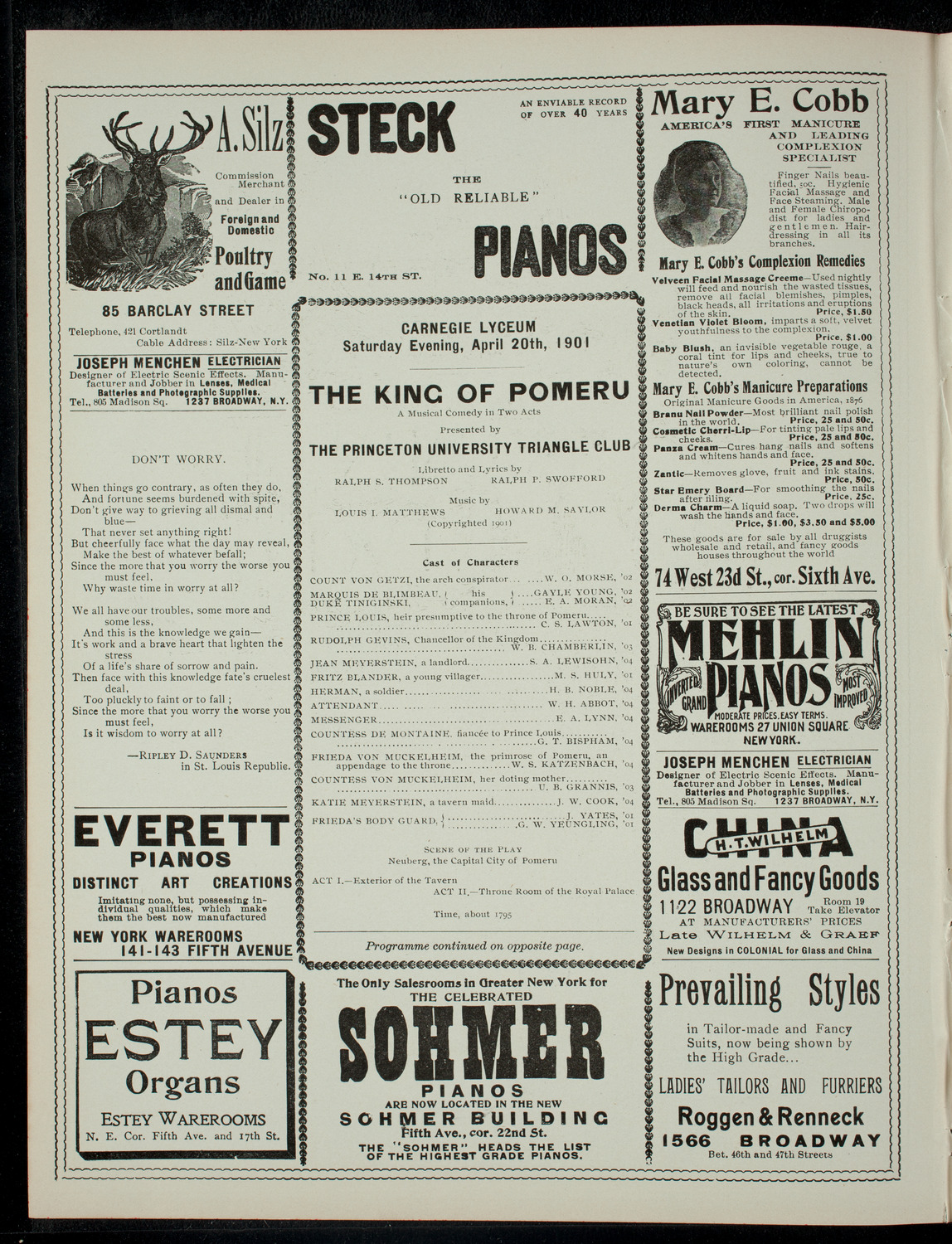 The Princeton University Triangle Club, April 20, 1901, program page 2