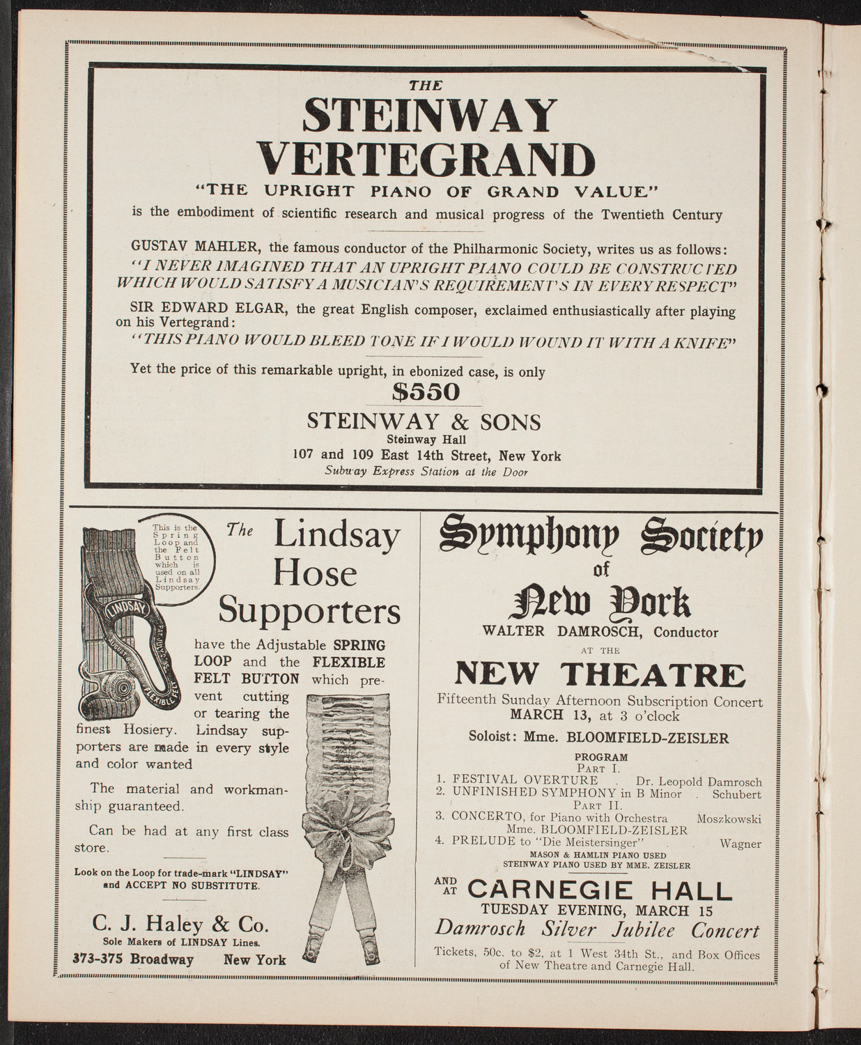 Maud Allan with The Russian Symphony Orchestra, March 10, 1910, program page 4