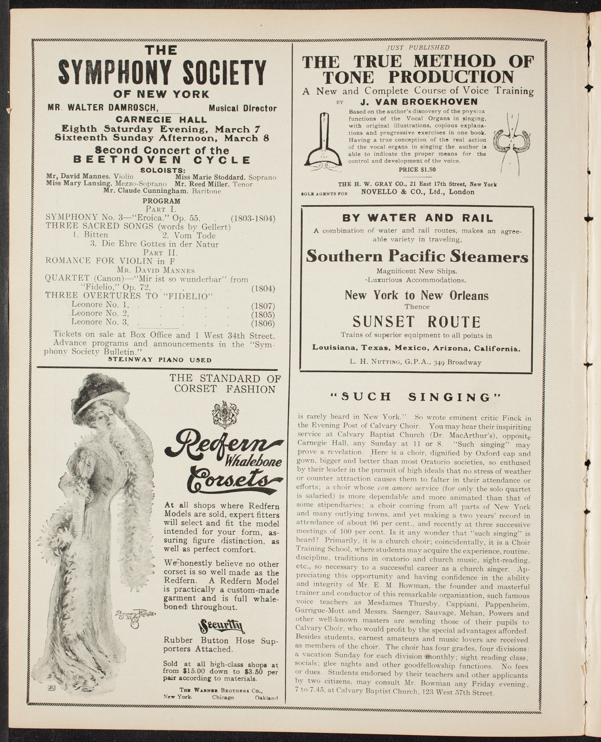 Ernestine Schumann-Heink, Mezzo-Soprano, March 7, 1908, program page 2