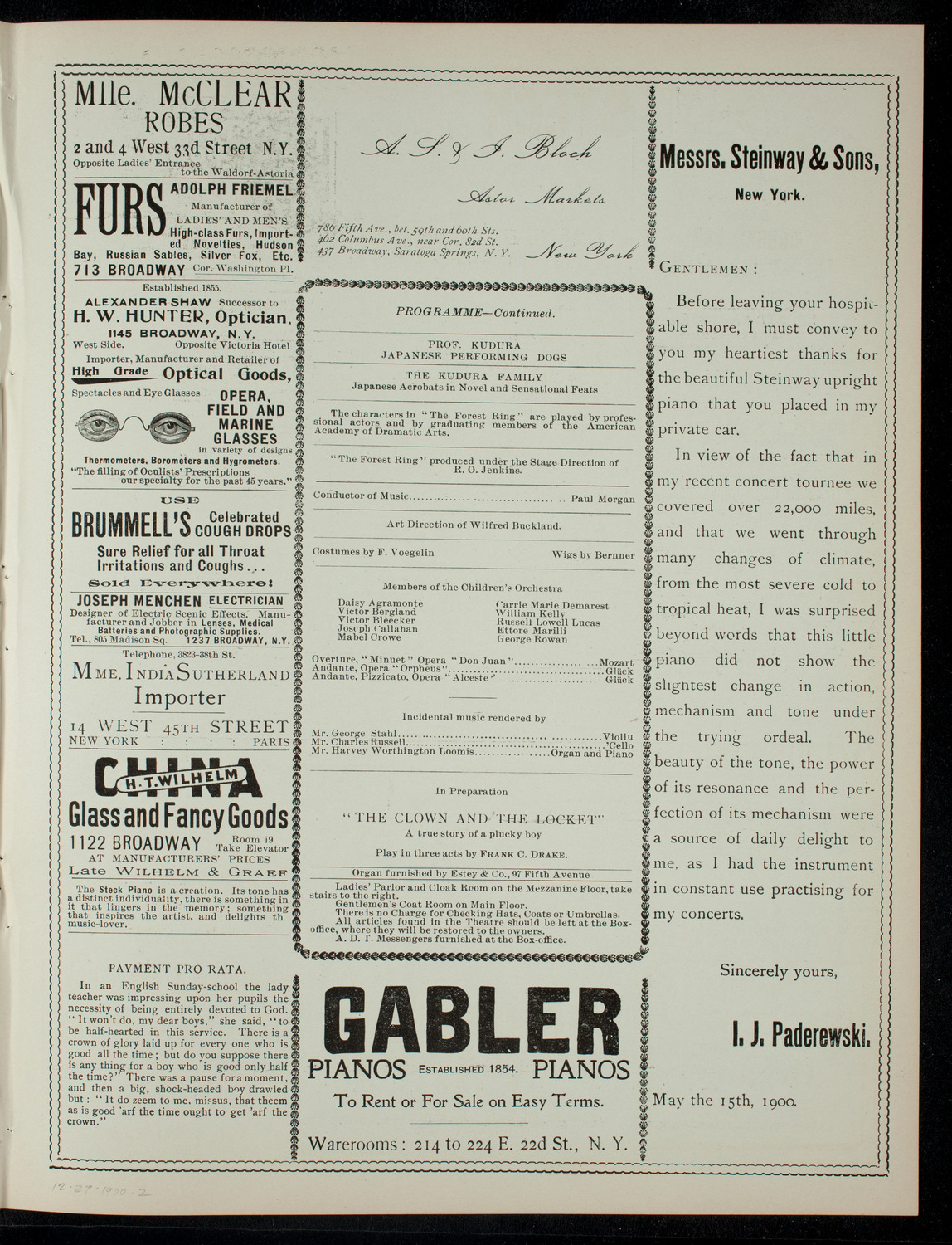 Children's Entertainment for the Benefit of the Hebrew Technical School for Girls: The Children's Theatre, December 27, 1900, program page 3