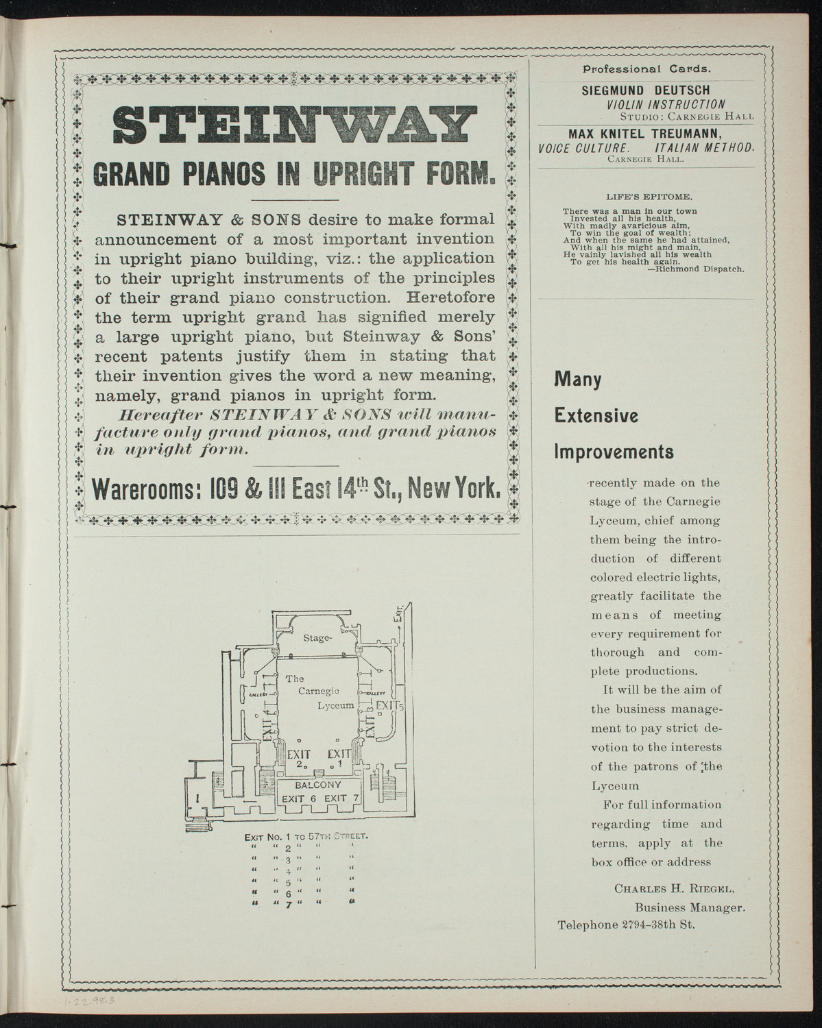 Club "Las Dos Banderas": Benefit for Wounded Cubans, January 22, 1898, program page 5