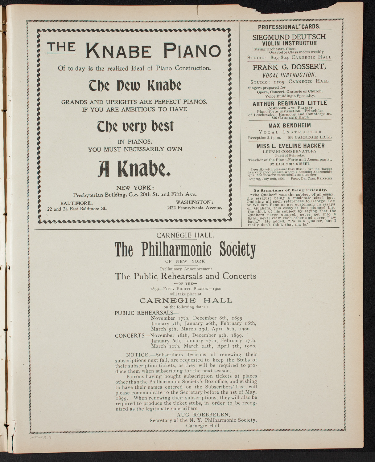 Benefit: Teachers' Mutual Benefit Association, May 23, 1899, program page 7