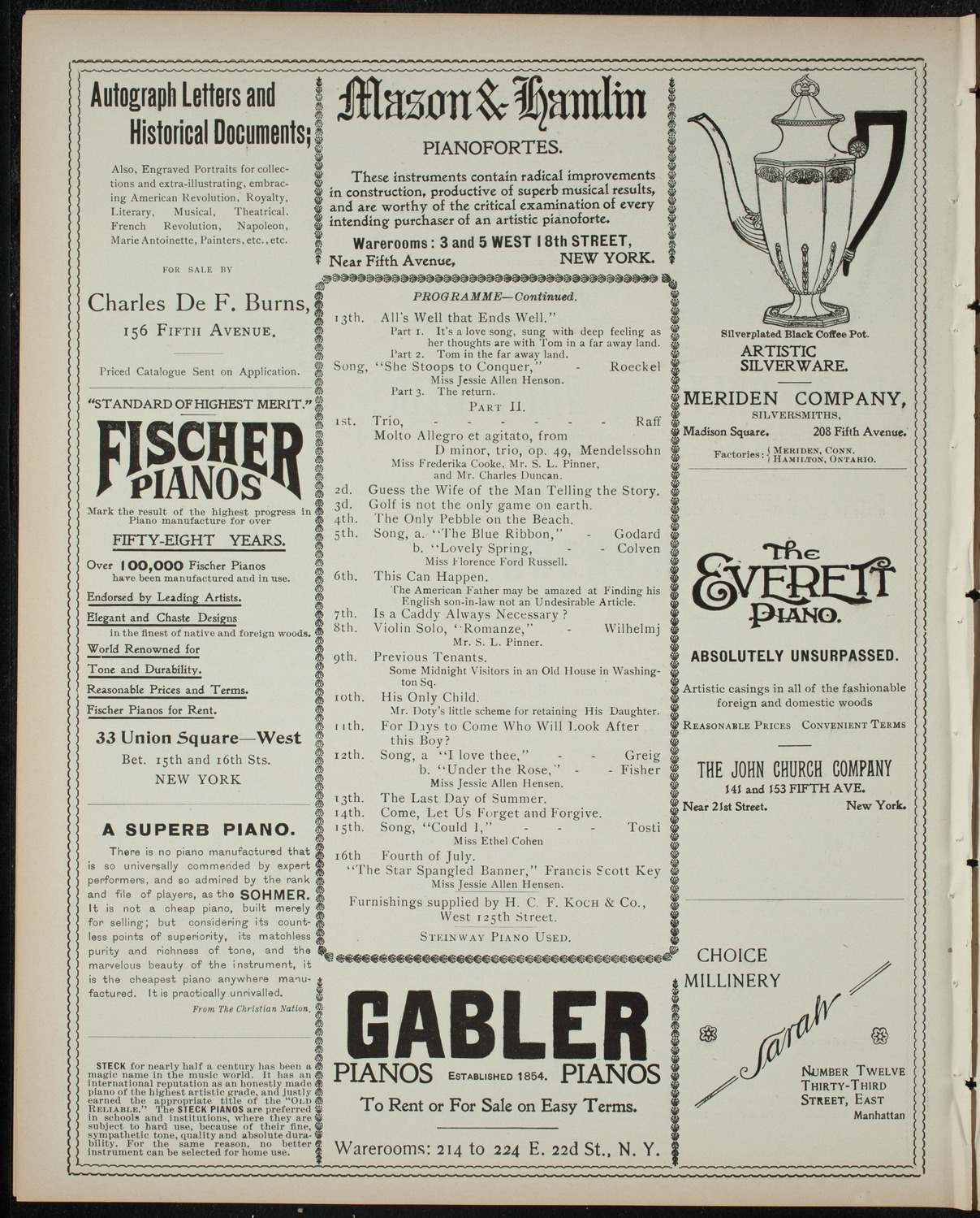 Tableaux by The Todd Studio, April 25, 1899, program page 6