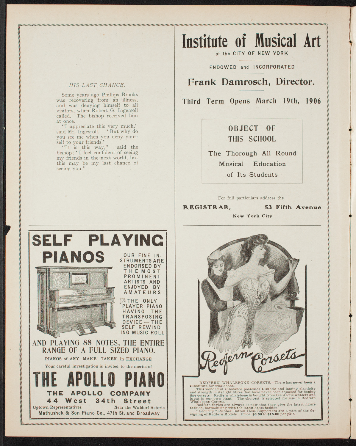 New York Banks' Glee Club, April 17, 1906, program page 2